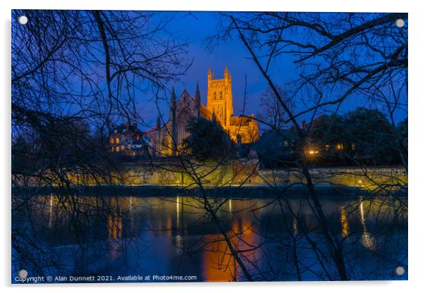 Worcester Cathedral Acrylic by Alan Dunnett