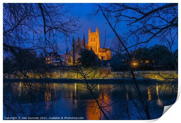 Worcester Cathedral Print by Alan Dunnett
