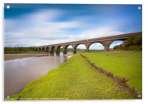 Eleven arches railway viaduct Pontardulais Acrylic by Bryn Morgan