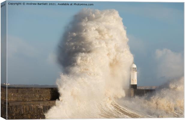 Porthcawl waves 11 March '20 Canvas Print by Andrew Bartlett