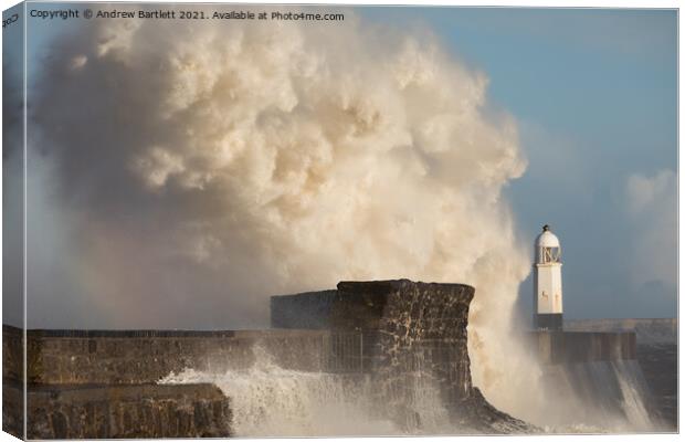 Porthcawl waves 11 March '20 Canvas Print by Andrew Bartlett