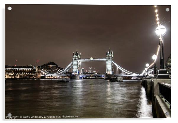 Tower Bridge at Night Acrylic by kathy white