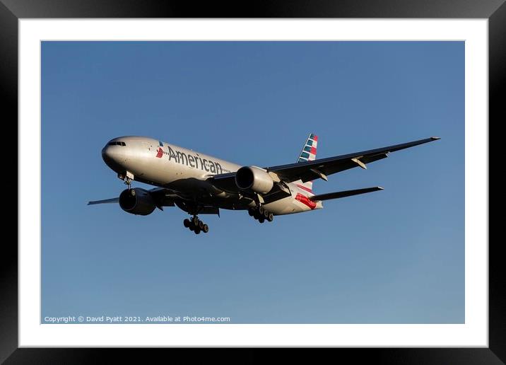 American Airlines Boeing 777                      Framed Mounted Print by David Pyatt