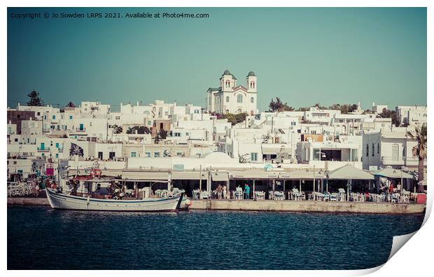 Paros Harbour, Greece Print by Jo Sowden