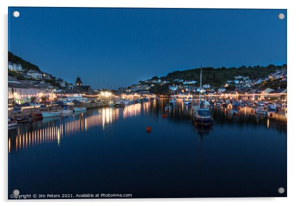 Looe Harbour at Night Acrylic by Jim Peters