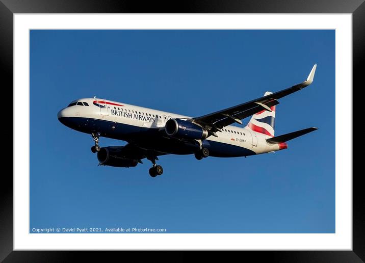 British Airways Airbus A320-232               Framed Mounted Print by David Pyatt