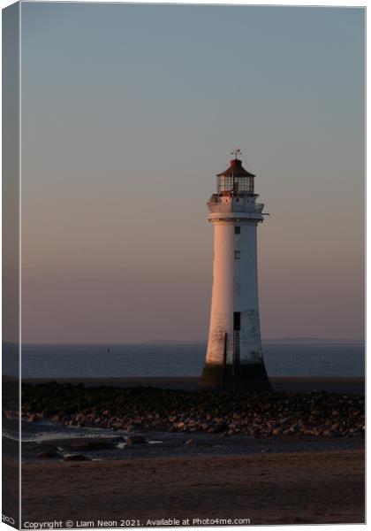 Golden Hour New Brighton Lighthouse Canvas Print by Liam Neon