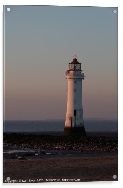 Golden Hour New Brighton Lighthouse Acrylic by Liam Neon