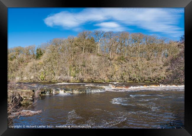 Whorlton Cascades in Early Spring Sunshine  Framed Print by Richard Laidler