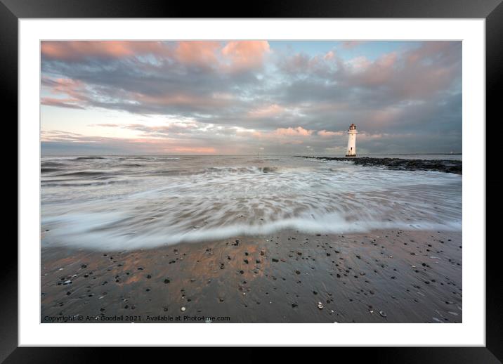 Incoming tide at Perch Rock lighthouse Framed Mounted Print by Ann Goodall