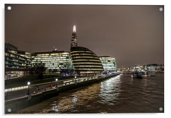 London skyline at night,london skyline Acrylic by kathy white