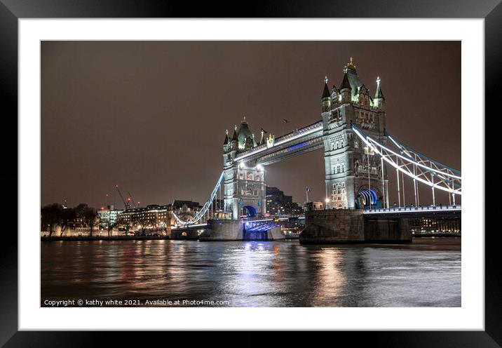 London Tower bridge,london lights Framed Mounted Print by kathy white