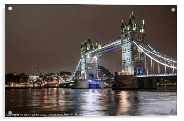 London Tower bridge,london lights Acrylic by kathy white
