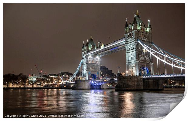 London Tower bridge,london lights Print by kathy white