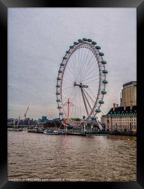 The London Eye from the river thames Framed Print by kathy white