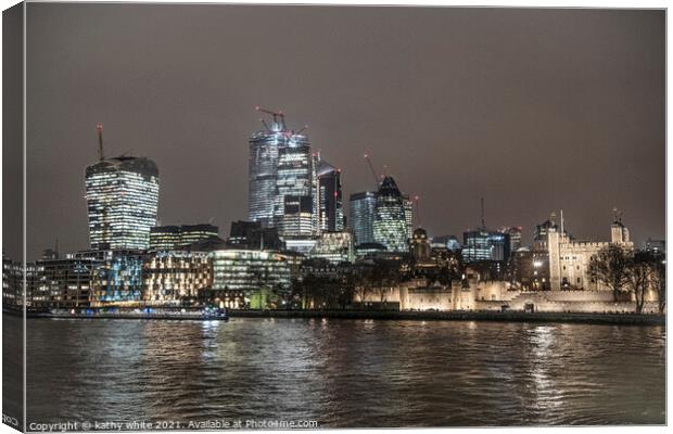 London skyline at night, london skyline Canvas Print by kathy white