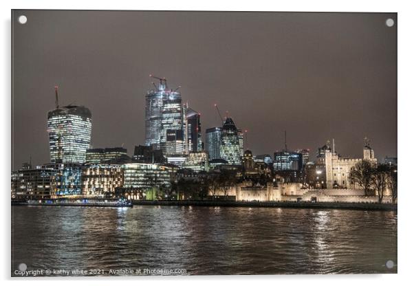 London skyline at night, london skyline Acrylic by kathy white