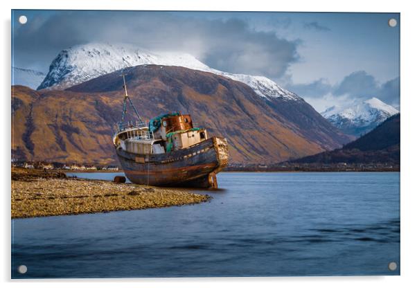 The Corpach Shipwreck - MV Dayspring Acrylic by John Frid
