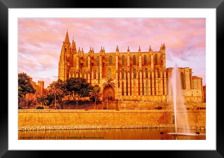 Palma Cathedral Sunset Framed Mounted Print by Peter F Hunt