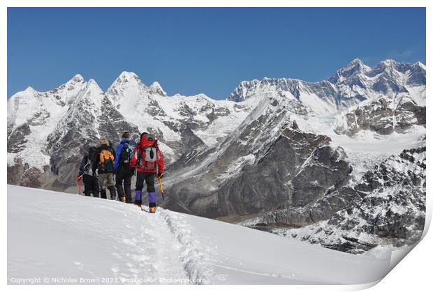 Mera Peak with Everest beyond  Print by Nicholas Brown