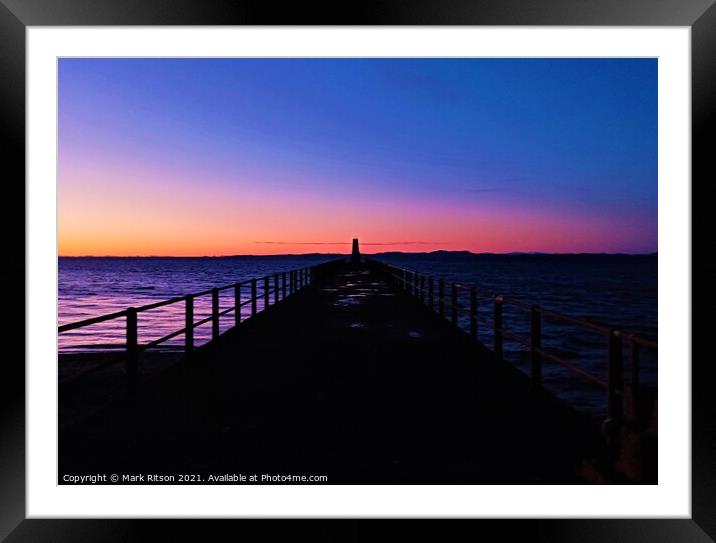 Pier Beacon at Dusk Abstract Framed Mounted Print by Mark Ritson