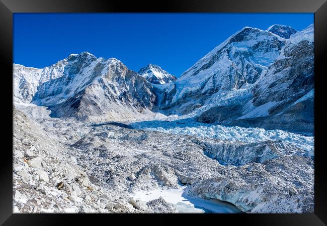 Khumbu Glacier & Everest Base Camp Framed Print by geoff shoults