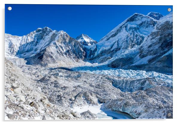 Khumbu Glacier & Everest Base Camp Acrylic by geoff shoults