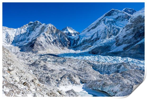Khumbu Glacier & Everest Base Camp Print by geoff shoults