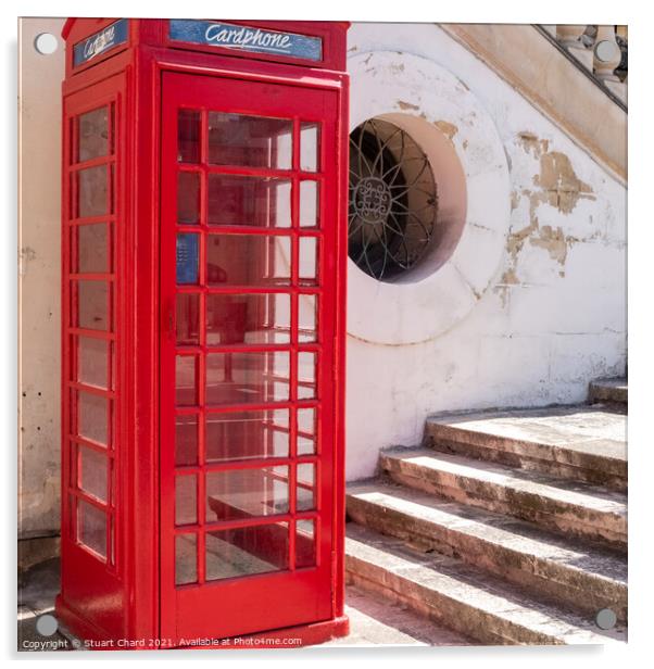   Traditional red telephone box in Valletta, Malta Acrylic by Travel and Pixels 