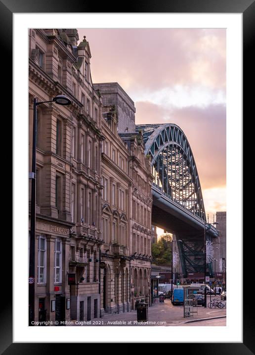 Grainger Town, Newcastle with the famous Tyne Bridge Framed Mounted Print by Milton Cogheil