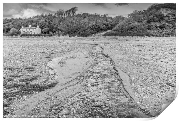 Thurstaston beach and cottage Print by Phil Longfoot