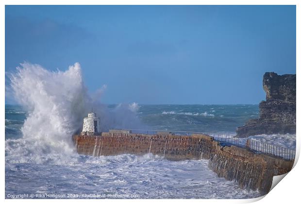 Spectacular waves, Portreath Seascape, Cornwall, England Print by Rika Hodgson