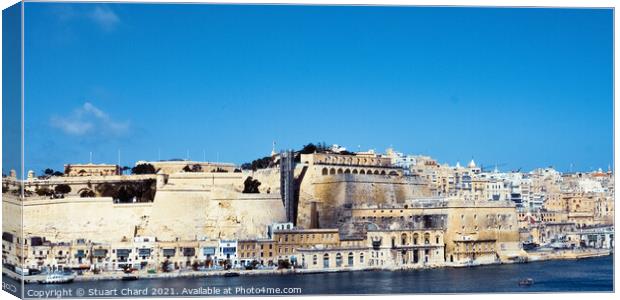 Valletta city walls in Malta. Canvas Print by Stuart Chard