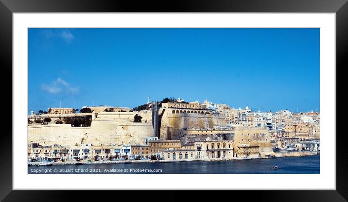 Valletta city walls in Malta. Framed Mounted Print by Stuart Chard