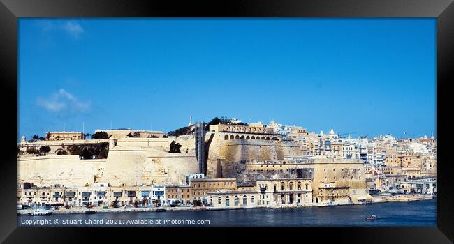Valletta city walls in Malta. Framed Print by Stuart Chard