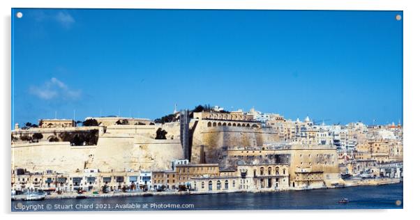 Valletta city walls in Malta. Acrylic by Stuart Chard