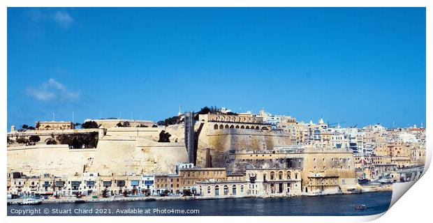 Valletta city walls in Malta. Print by Stuart Chard