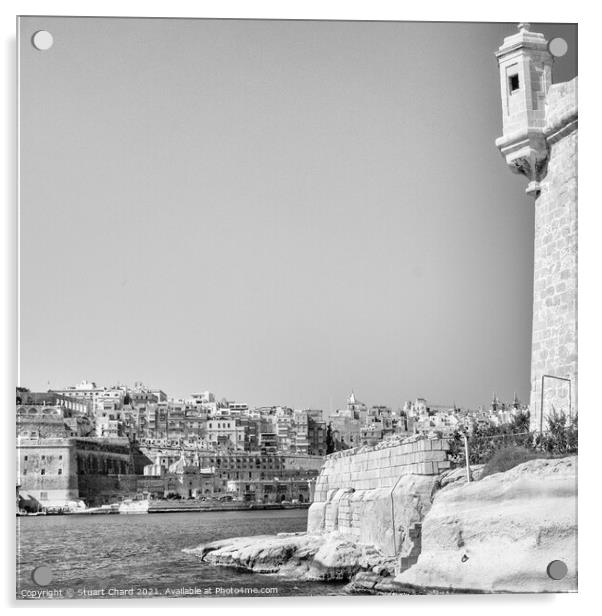Looking back to Valletta from Vittoriosa Birgu Acrylic by Stuart Chard