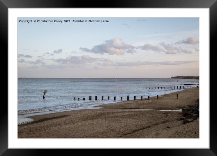 Evening at Gorleston beach Framed Mounted Print by Christopher Keeley