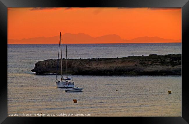 Sunset Sailboat Experience Menorca Framed Print by Deanne Flouton