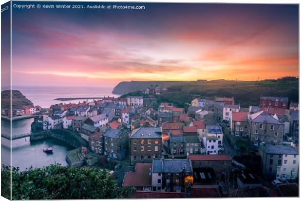 Staithes Sunrise Canvas Print by Kevin Winter