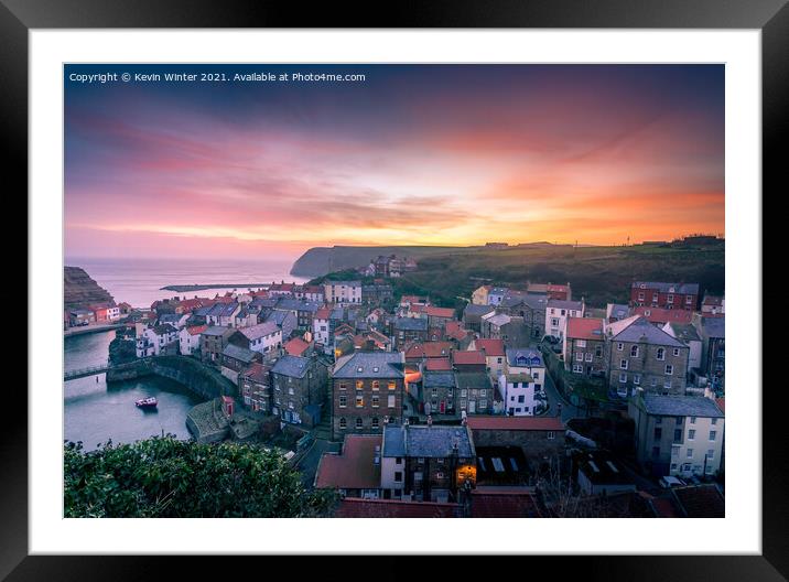 Staithes Sunrise Framed Mounted Print by Kevin Winter