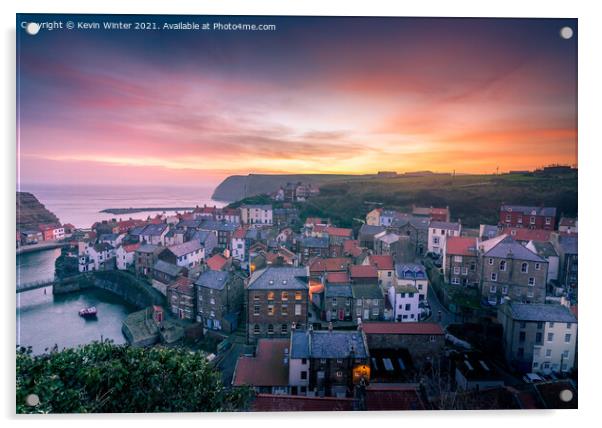 Staithes Sunrise Acrylic by Kevin Winter