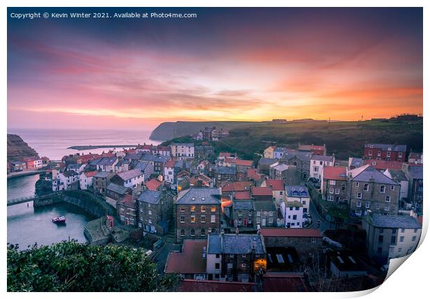 Staithes Sunrise Print by Kevin Winter