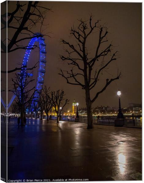 London Eye at Night Canvas Print by Brian Pierce