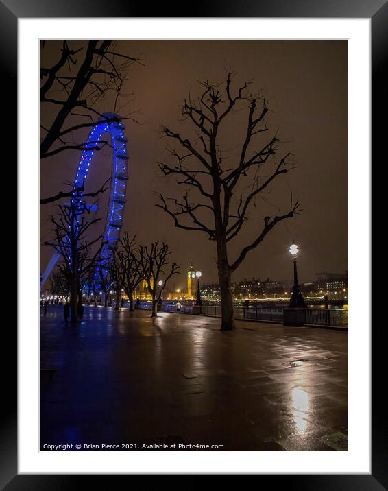 London Eye at Night Framed Mounted Print by Brian Pierce