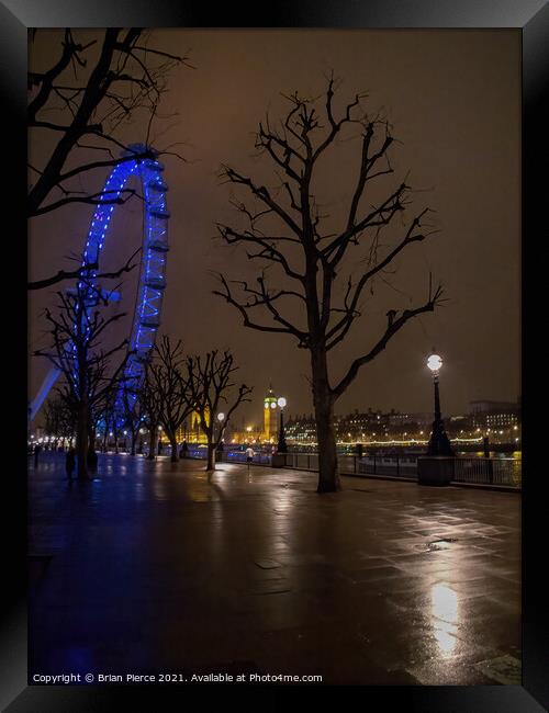 London Eye at Night Framed Print by Brian Pierce