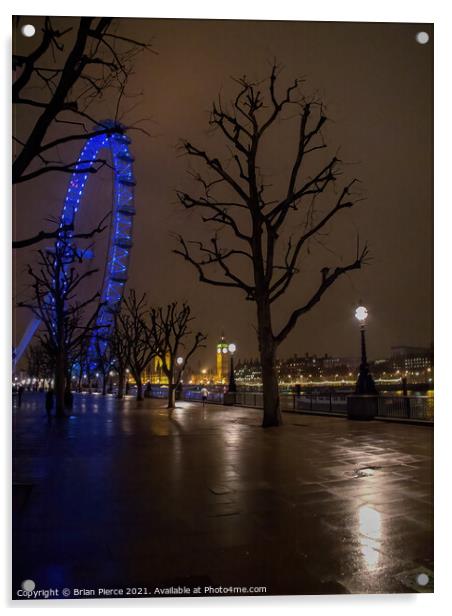 London Eye at Night Acrylic by Brian Pierce