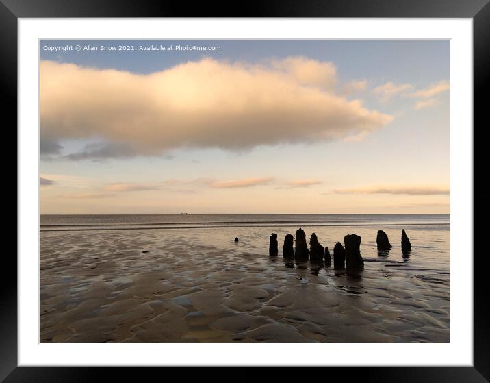 Old Wooden Stumps on Blue Anchor Beach, Somerset Framed Mounted Print by Allan Snow