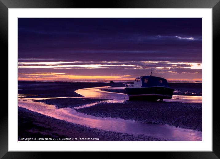 Meols Shore Sunset Streams Framed Mounted Print by Liam Neon